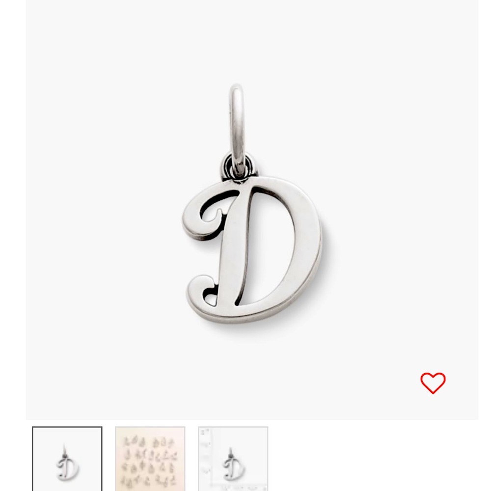 James Avery "D" initial (small). With Sterling silver JA 16in chain.
